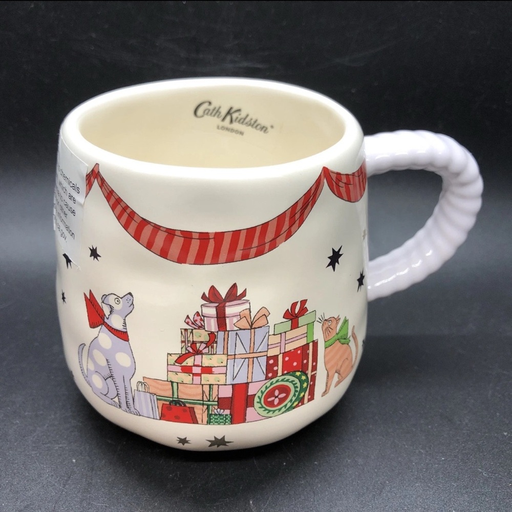 Lot/2 NWT Cath Kidston London Festive Mug with Presents and Pets